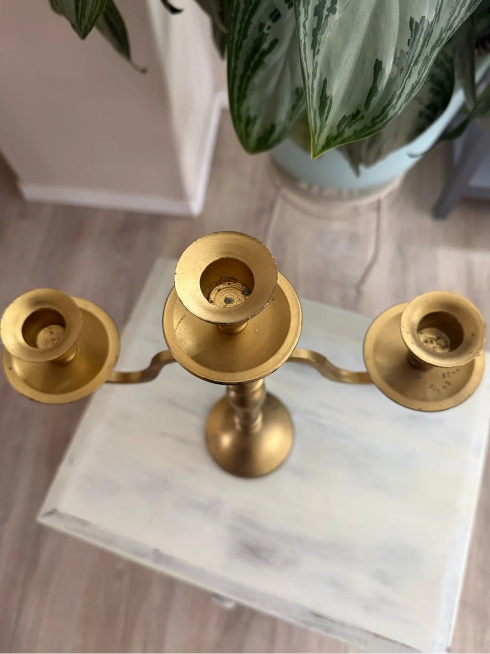 Gold Three-Arm Metal Candelabra - Elegant Home Accent